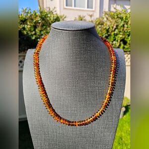 116 Beautiful Baltic Amber Beaded Necklace, honey tone